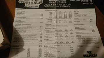 Primo Pizza menu