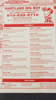 Hartland Big Boy menu