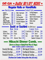 Shogun Japanese Hibachi Sushi menu