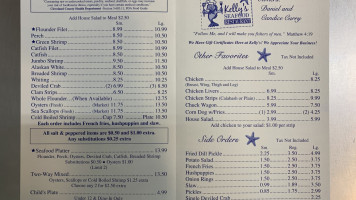 Kelly's Seafood menu