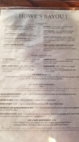 Howe's Bayou menu