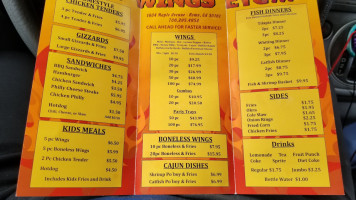 Hot Wings Etc menu