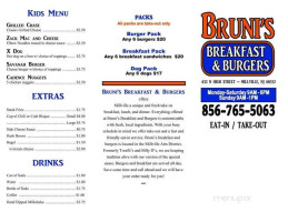 Brunis Breakfast Burgers menu