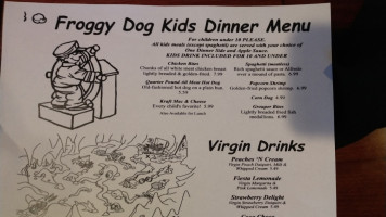 The Froggy Dog menu