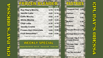 Cpl Ray's Coffee Odessa menu