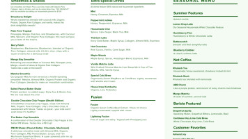 Bittybean menu