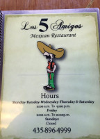 Los 5 Amigos menu