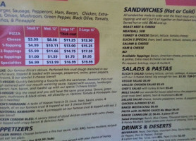 Elicia's Pizza menu