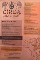 Circa Pub And Grill menu