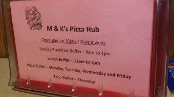 M K's Pizza Hub menu