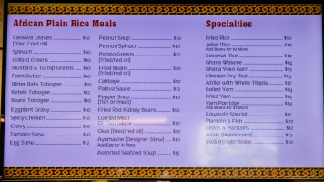 African Deli menu