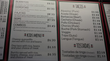 Taqueria El Rincon menu