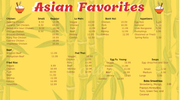 Asian Tropix Fusion menu