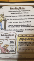 Renegades Saloon menu