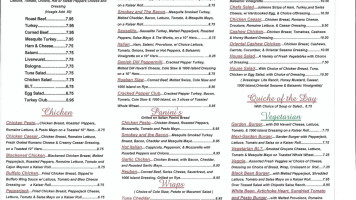 Deli Cafe menu