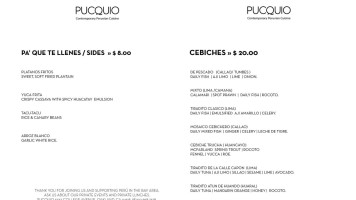 Pucquio menu