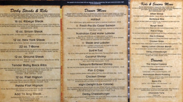 The Derby Steakhouse menu