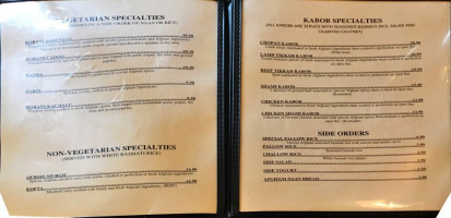 Afghan Cuisine menu