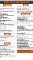 Sportsterz And Grille menu