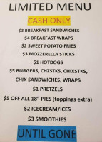 Spinners Pizza Ice Cream menu