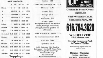 Cp Pizza More menu