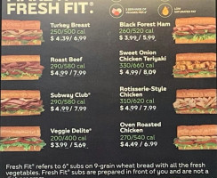 Subway menu