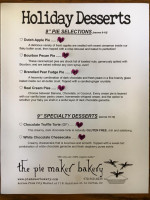 The Pie Maker Bakery menu