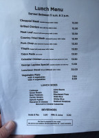 Mister B's menu