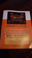 Sportsters Pub-n-grub menu