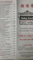 Ruby Food menu