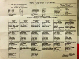 Home Plate Diner menu