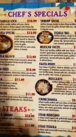 Tequila Mexican menu