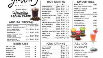 Hawaiian Aroma Caffe At Beachcomber Waikiki menu