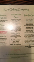 Kj's Grilling Company menu