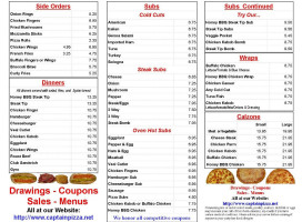 Captain Pizza Roast Beef menu