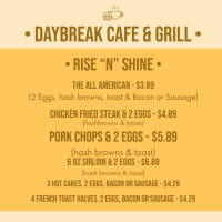 Daybreak Cafe Grill menu