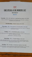 Wondervu Cafe menu