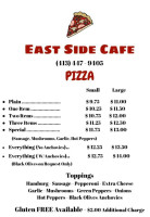 East Side Cafe menu