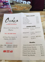 Osaka Hibachi Sushi menu