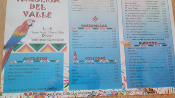 Taqueria Del Valle menu