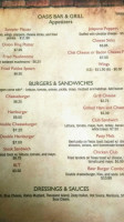 Oasis Grill menu