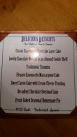 The Wentworth Inn Dining Room menu