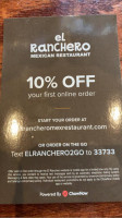 El Ranchero Mexican menu