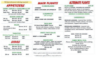 Habanero's menu