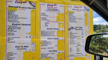 Cruz-in Drive Thru menu