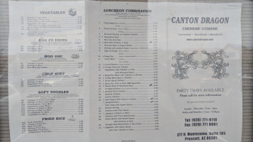 Canton Dragon menu