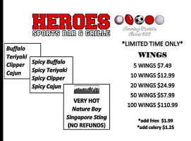 Heroes Sports Grille West Mobile menu