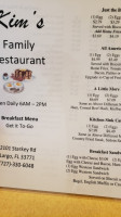 Kim's Family menu