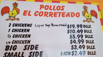 Pollos El Correteado menu