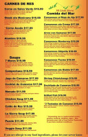 Mi Linda Sierra Mexican menu